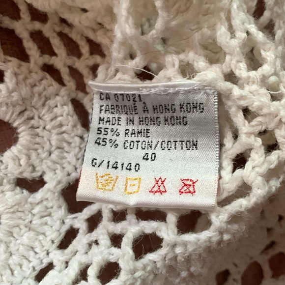 Cream Crochet Lacey floral Long Sleeve Top - Picture 4 of 5